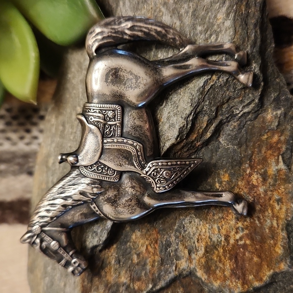 Sterling Silver Horse Brooch - Western Wear - image 1